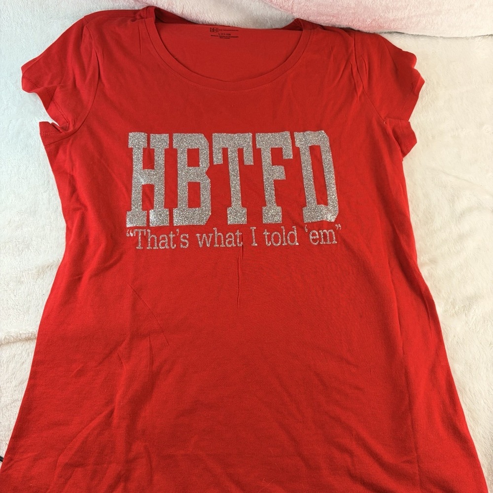 No Boundaries HBTFD Georgia Bulldogs Red Game Day T-Shirt Glitter HTV L (11-13)